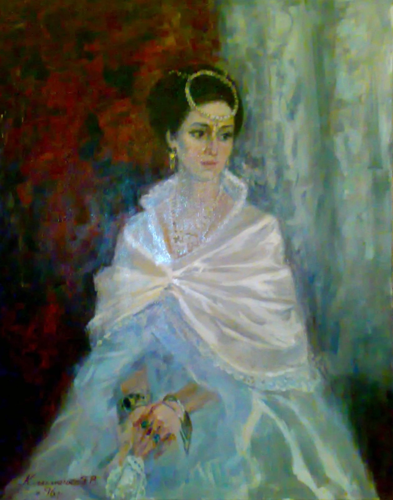 Ksenia in the costume of an 18th century woman
